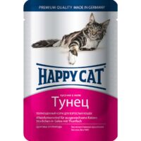 Консервы Happy Cat для кошек (Кусочки тунца в желе, пауч, 100г)