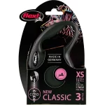 Рулетка-трос Flexi New Classic XS для собак и кошек (Весом до 8кг, длина 3м, черная)