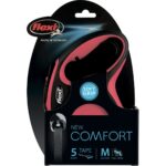 Рулетка-ремень FLEXI New Comfort M для собак средних пород (Вес до 25кг, длина 5м, красная)