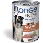 Консервы Monge Dog Fresh Chunks in Loaf для пожилых собак (Мясной рулет индейка с овощами, жестяная банка, 400г)