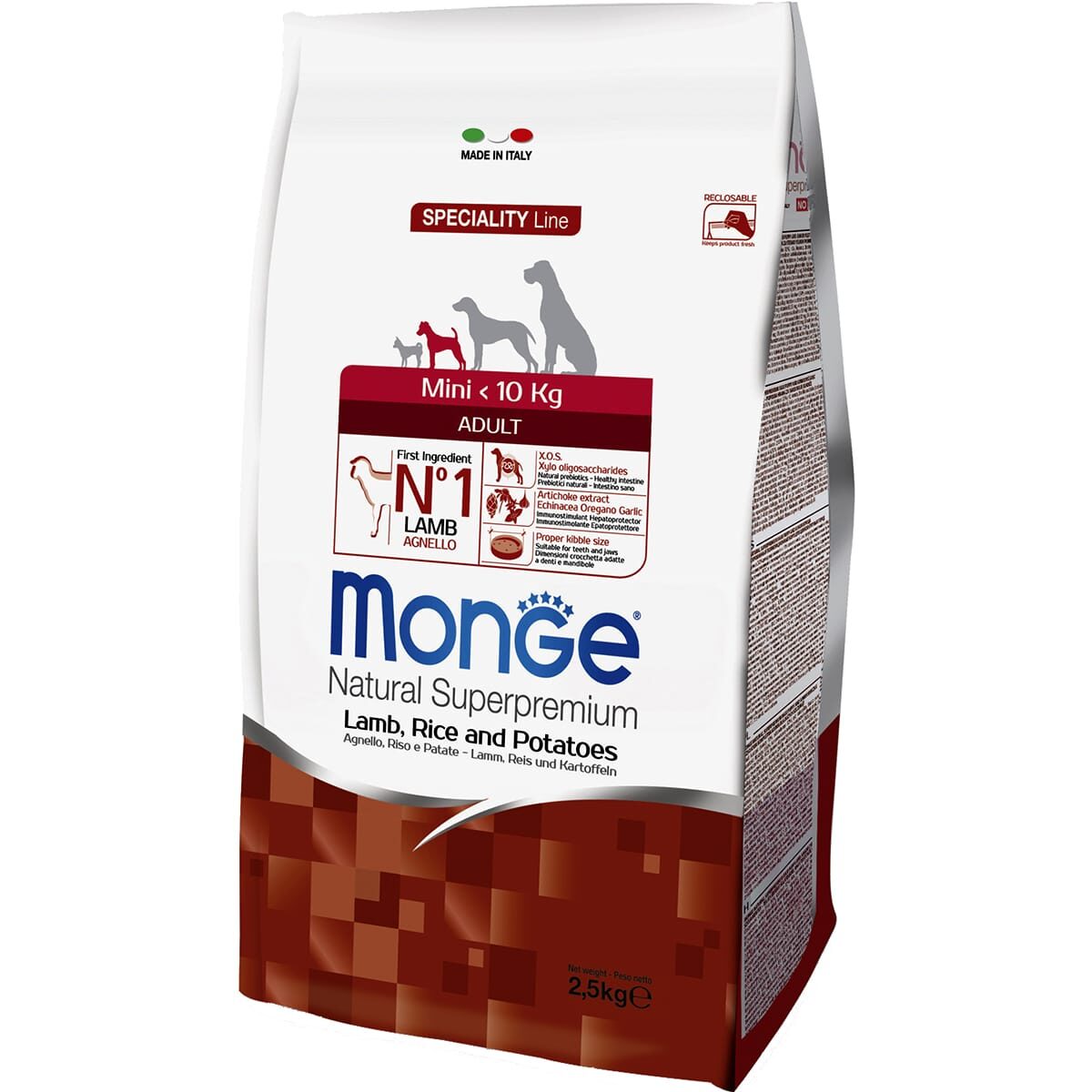 Сухой корм Monge Dog Speciality Mini для собак малых пород (C ягненком, рисом и картофелем, 2.5кг)