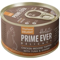 Дополнительное питание Prime Ever Delicacy для кошек (Мусс из цыплёнка с тунцом и креветками, жестяная банка, 80г)