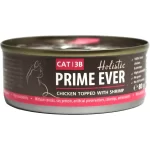 Консервы Prime Ever для кошек (Цыпленок с креветкой, жестяная банка, 80г)