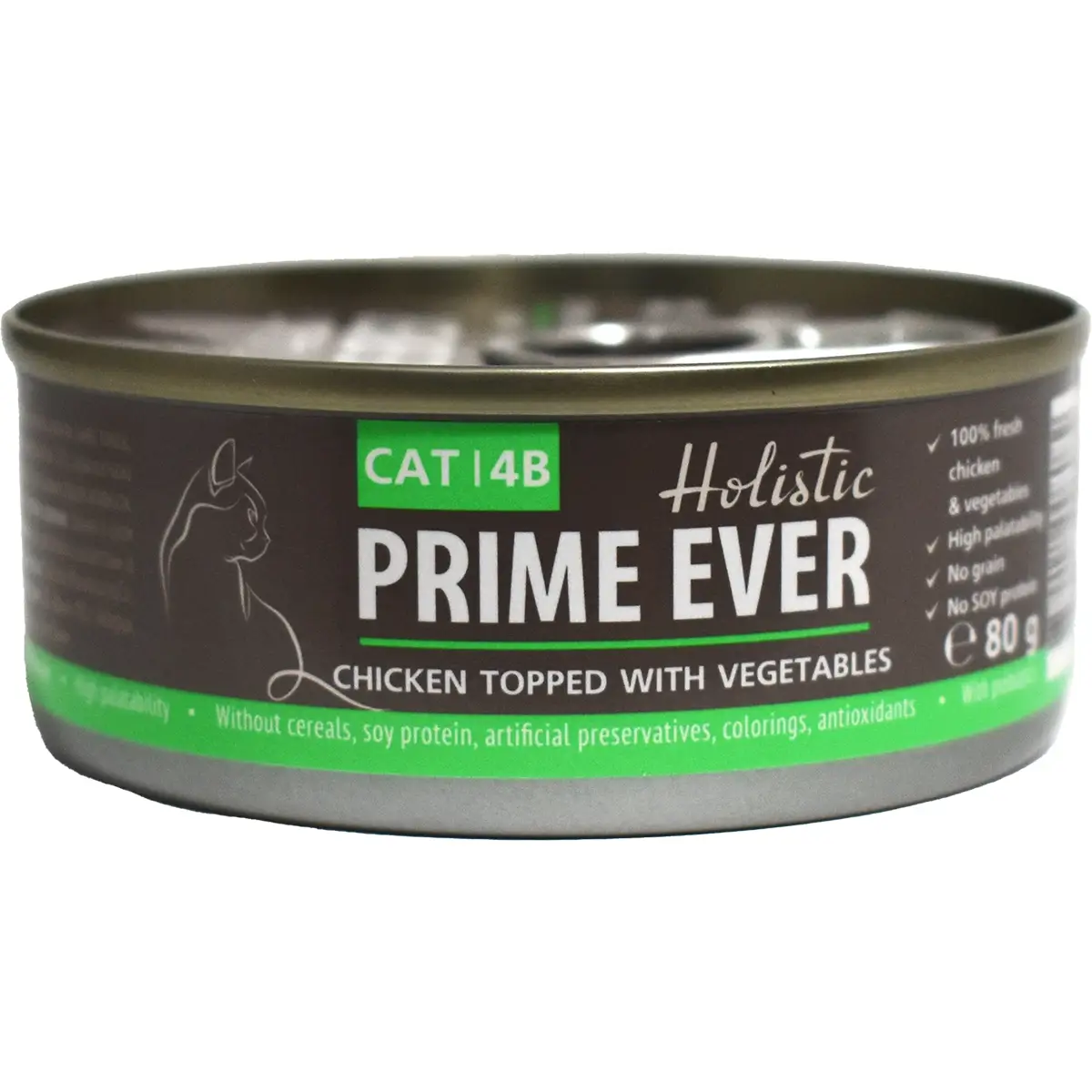 Консервы Prime Ever для кошек (Цыпленок со спелыми овощами, жестяная банка, 80г)