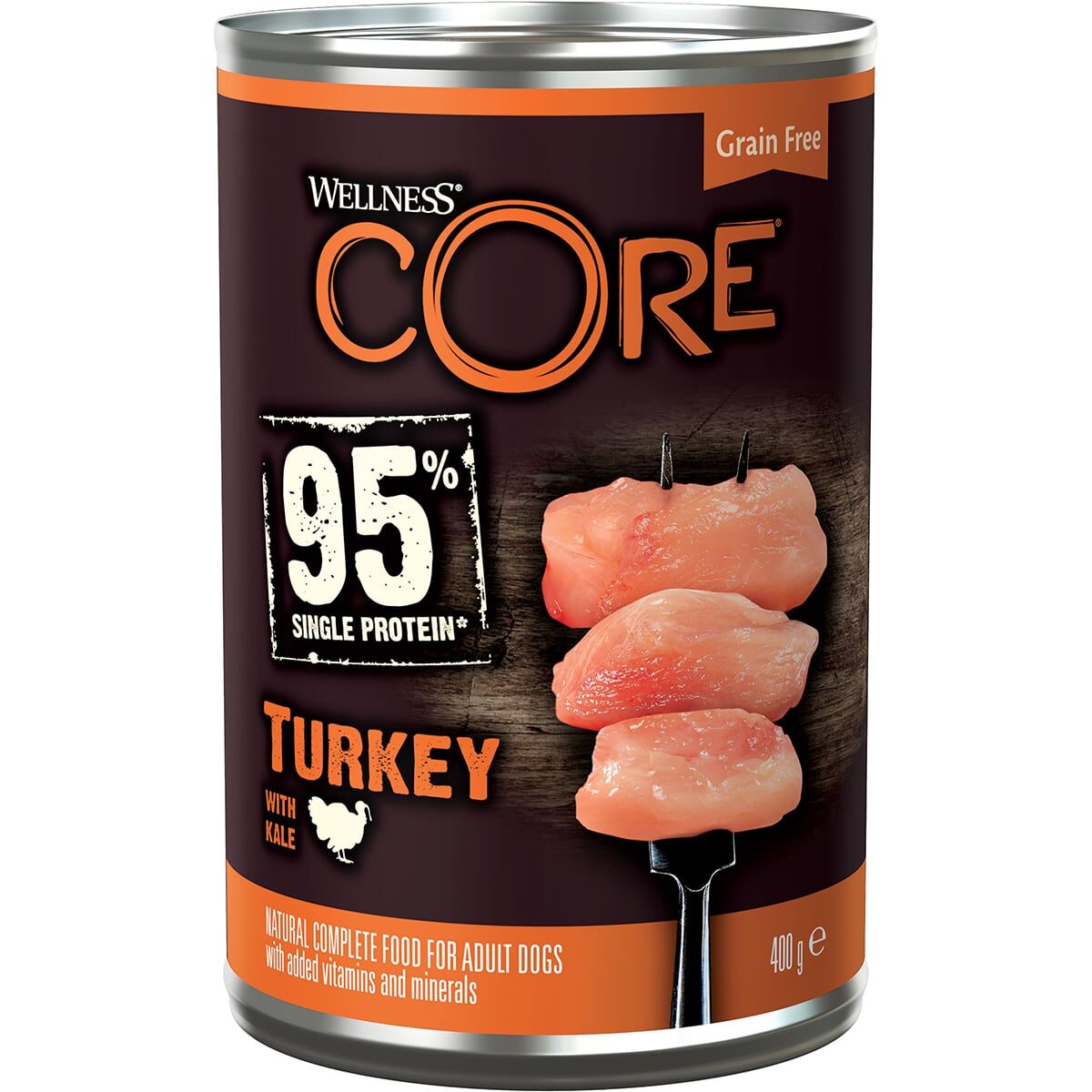 Консервированный корм CORE 95 для собак (Индейка и капуста, жестяная банка, 400г)