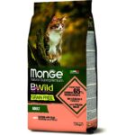 Беззерновой сухой корм Monge Cat BWild GRAIN FREE для взрослых кошек (Из лосося, 1.5кг)
