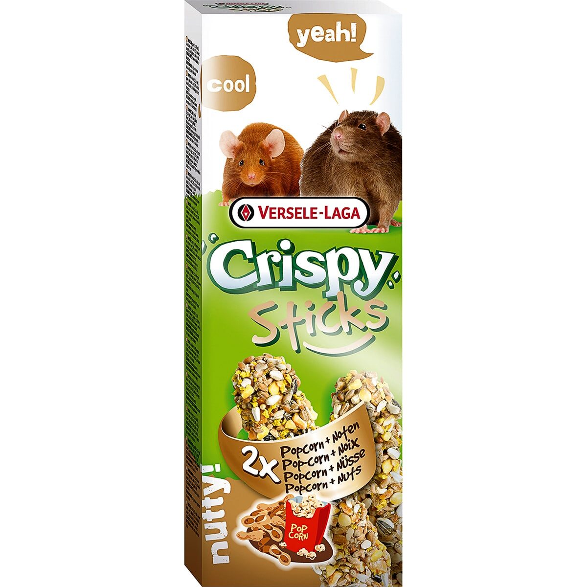 Лакомство-палочки Versele-Laga Crispy Sticks для крыс и мышей (С попкорном и орехами, 2х55г)