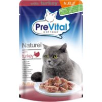 Консервированный корм PreVital Naturele для кошек (Индейка в желе, пауч, 85г)
