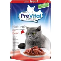 Консервированный корм PreVital Naturel для кошек (Говядина в соусе, пауч, 85г)