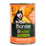 Беззерновые консервы Monge Dog BWild для собак (Из лосося с тыквой и кабачками, жестяная банка, 400г)