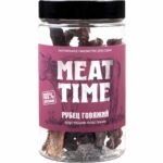 Лакомство Meat Time Рубец говяжий для собак (Хрустящие пластинки, пластиковая банка, 60г)