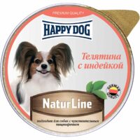 Консервированный корм Happy Dog NaturLine для взрослых собак (Телятина с индейкой, ламистер, 125г)