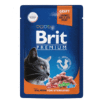 Консервированный корм Brit Premium для стерилизованных кошек (С лососем в соусе, пауч, 85г)