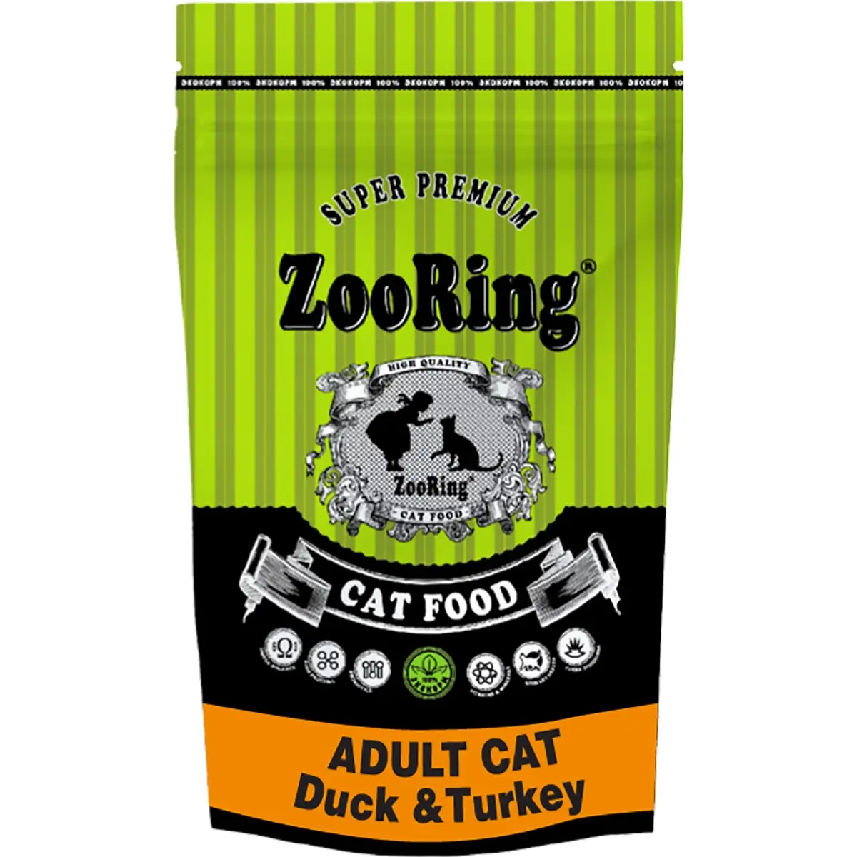 Сухой корм ZooRING Adult Cat Duck&Turkey для взрослых кошек (С уткой и индейкой, 1.5кг)