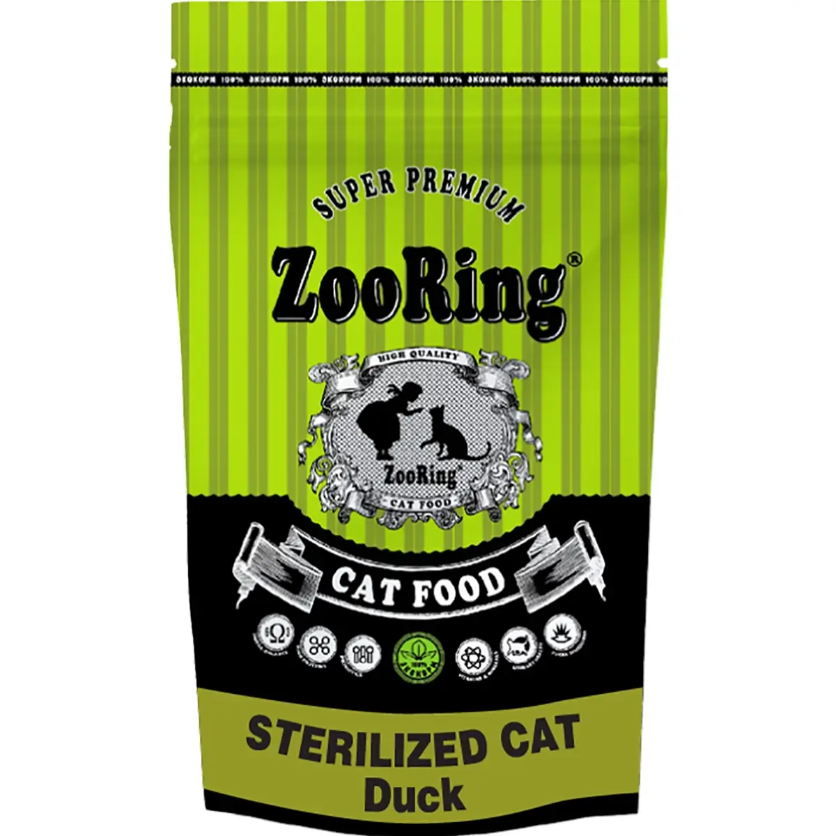 Сухой корм ZooRING Adult Sterilized Cat Duck для стерилизованных кошек (С уткой, 350г)