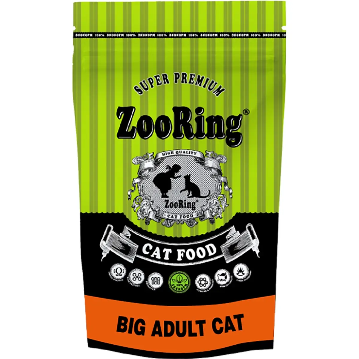 Сухой низкозерновой корм ZooRING Adult Lowgrainfree Big Cat Turkey для взрослых кошек крупных пород (С индейкой, 1.5кг)
