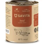 Консервированный корм Savita для собак и щенков (Говядина с кабачком и морковью, жестяная банка, 410г)