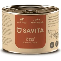 Консервированный корм Savita для собак и щенков (Говядина с кабачком и морковью, жестяная банка, 240г)