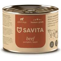 Консервированный корм Savita для собак и щенков (Говядина с тыквой и яблоком, жестяная банка, 240г)