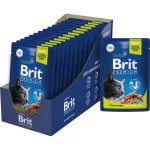 Консервированный корм Brit Premium для стерилизованных кошек (С ягненком и говядиной в соусе, пауч, 14x85г)